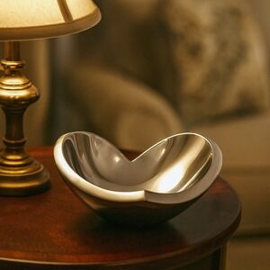Nambe Classic Heart Shape Love Bowl Alloy Metal Sean O'Hara‎ Signed Abstract